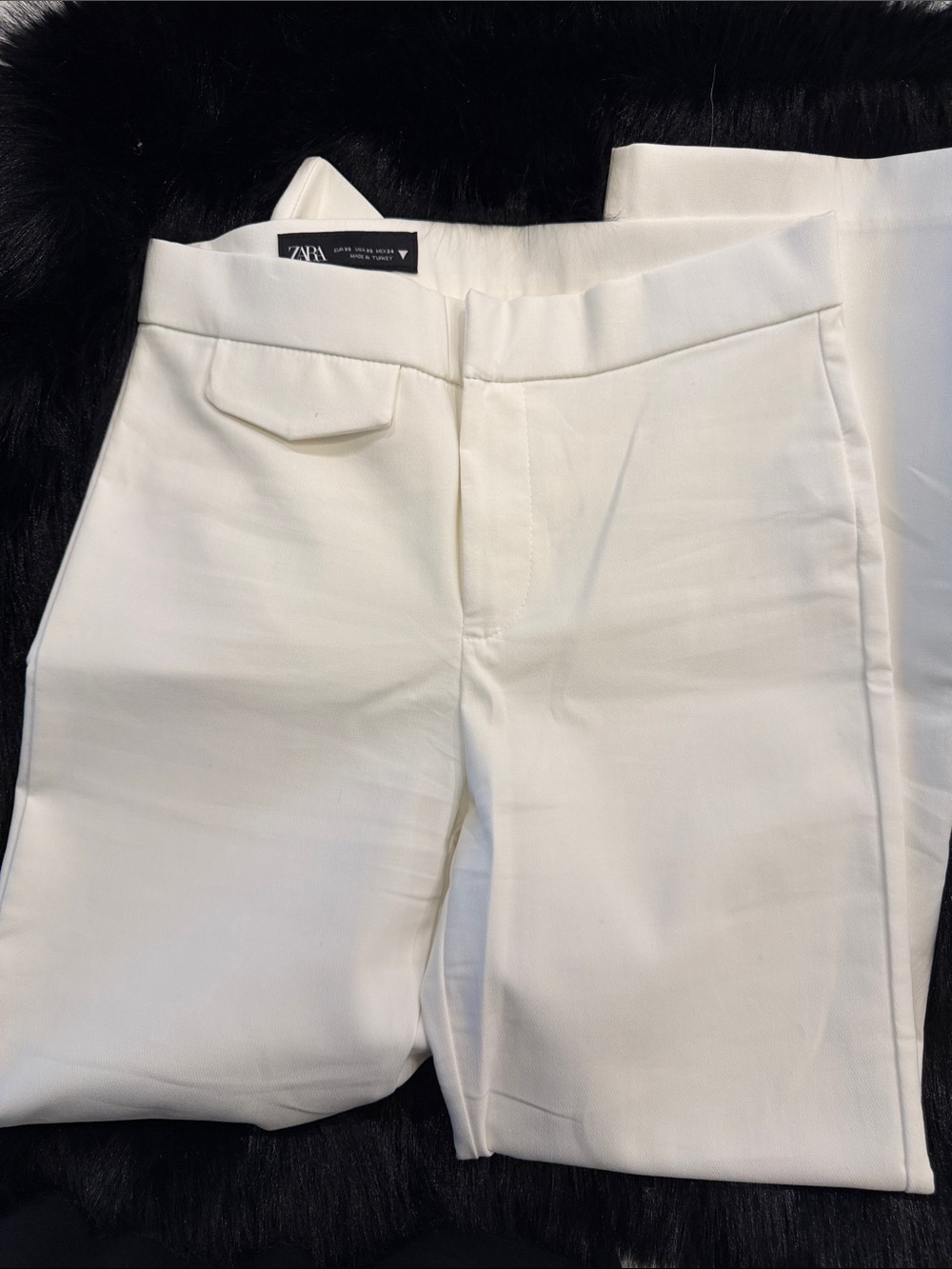 Zara Cream Straight-Leg Dress Pants